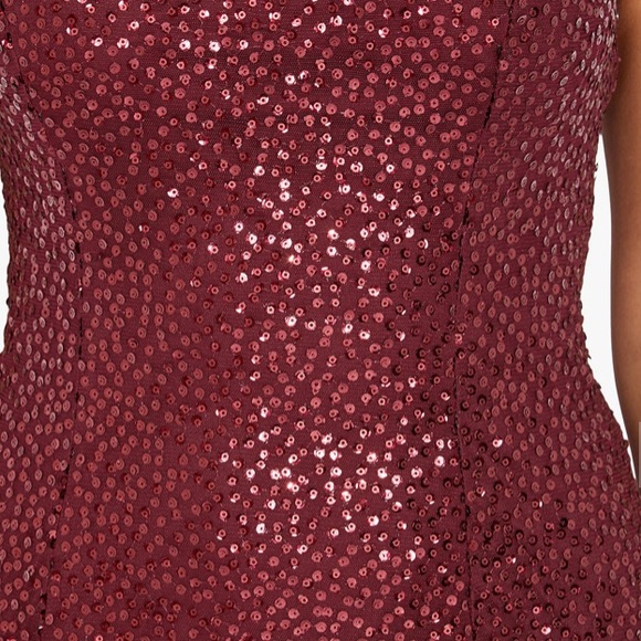 Adrianna Papell Sequin Mermaid Dress in Deep Wine - Picture 2 of 7